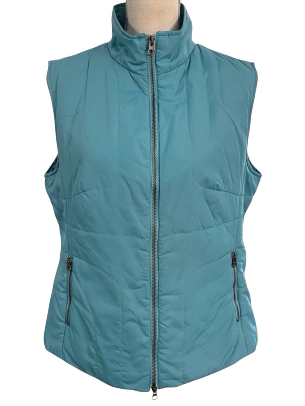 Spanner Teal Lightweight Zip Pocket Puffer Vest (L)